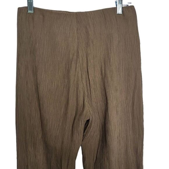NEW ZARA Crinkle High Waist Olive Green Brown Trousers Pants Size Small - Picture 6 of 8